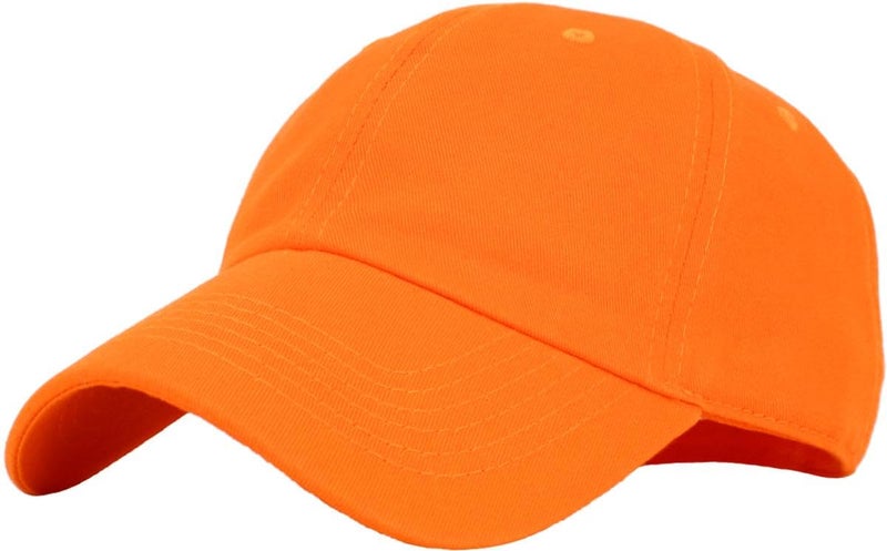 KBETHOS KB-LOW ORG Classic Cotton Dad Hat Adjustable Plain Cap. Polo Style Low Profile (Unstructured) (Classic) Orange Adjustable - Image 1